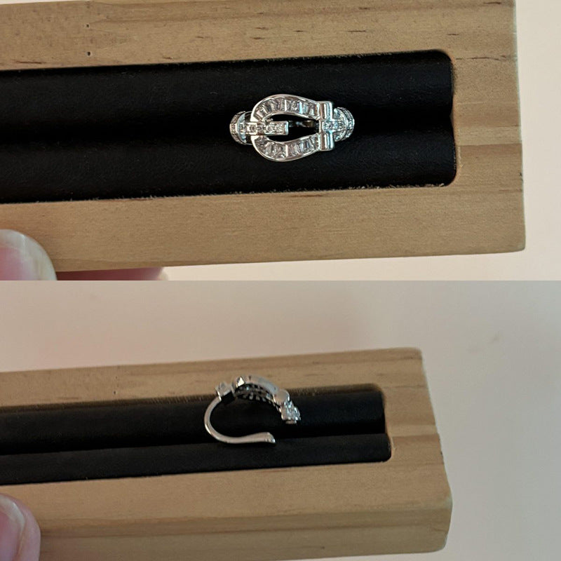 Korean Style Inlaid Zircon Horseshoe Ear Clip Niche Personality Light Earrings