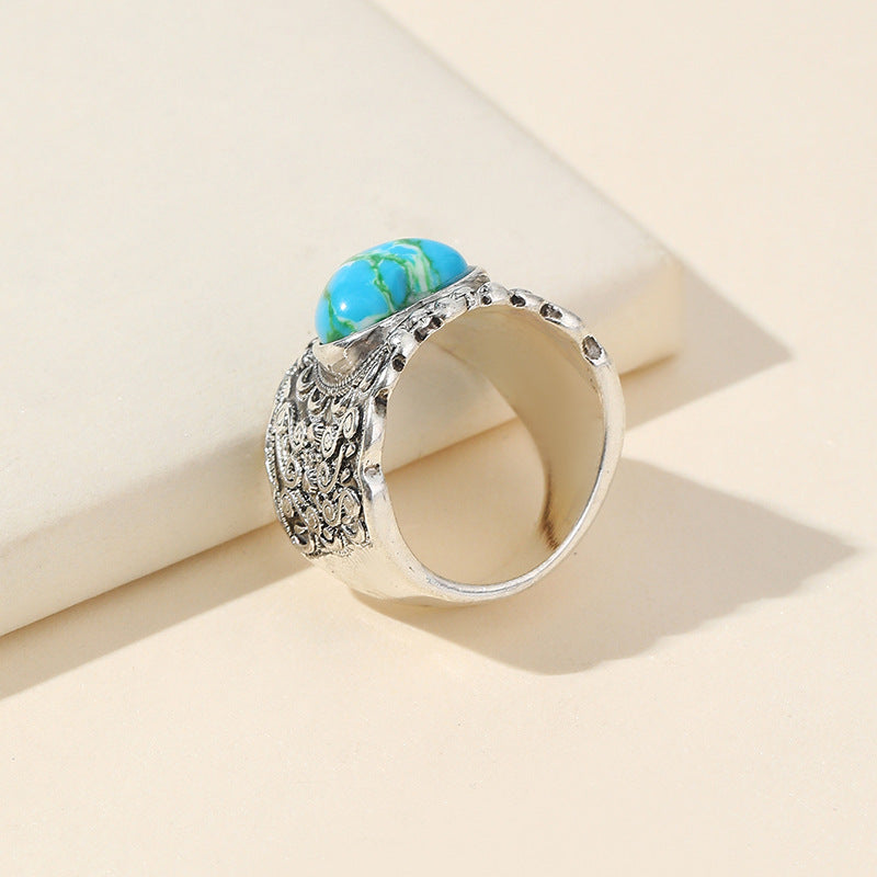 Women's & Men's Green Heart-shaped Retro Trendy Holiday Rings