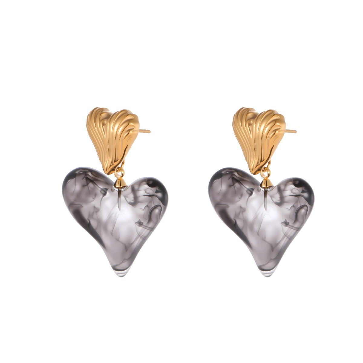 Retro Heart-shaped Large Spring Fashionable Simple Resin Eardrops Earrings