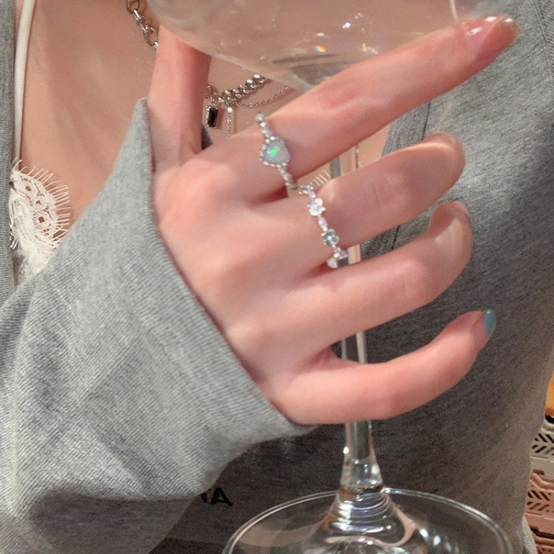 Style Pearl Zircon Butterfly Female Niche High-grade Rings