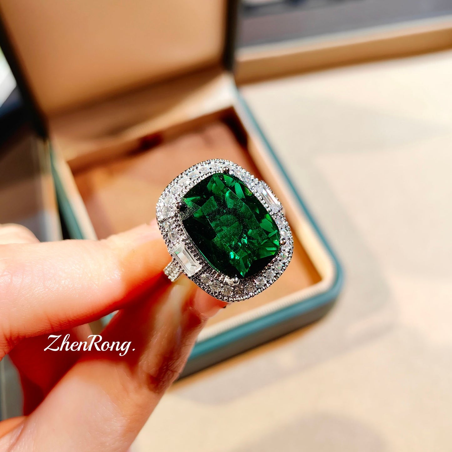 Women's Apple Green Diamond Emerald Colored Gems Pendants