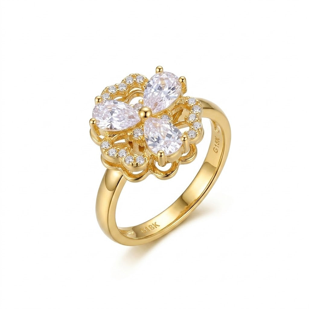 Female Flower Rotating Zircon Temperament Temperamental Cold Style Ring