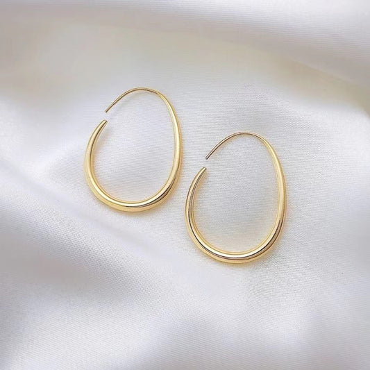 Style Temperament Simple Cold Hoop Ear Oval Rings