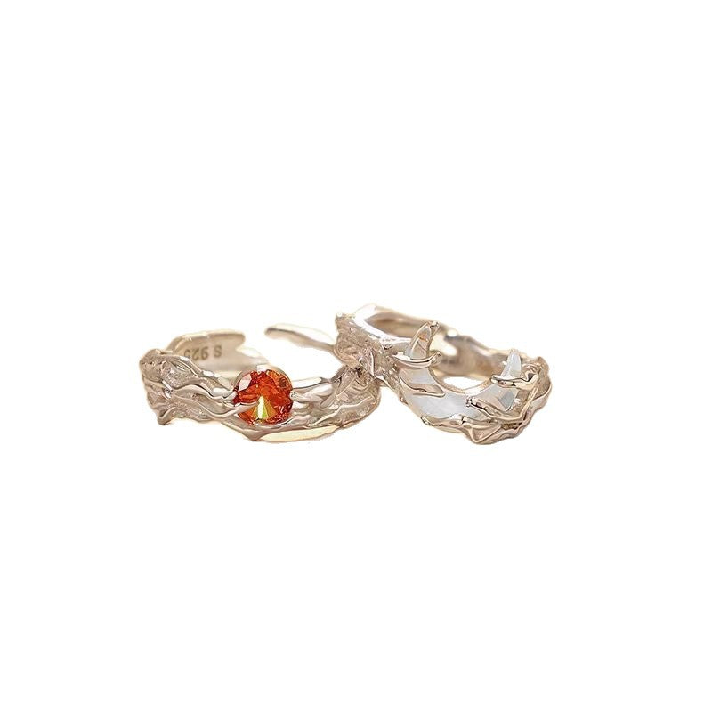 Women's & Men's Sun Moon Trendy Clear Cold Wind Design High-grade Irregular Rings