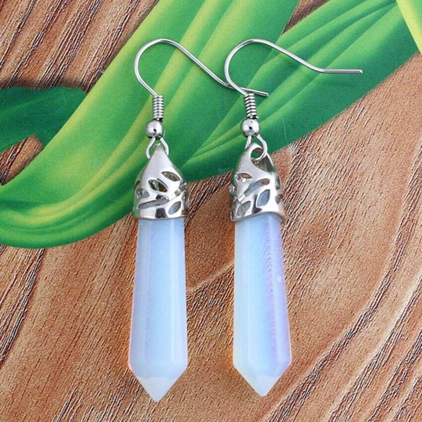 Fashion Personalized Natural Crystal Gemstone Hexagon Earrings