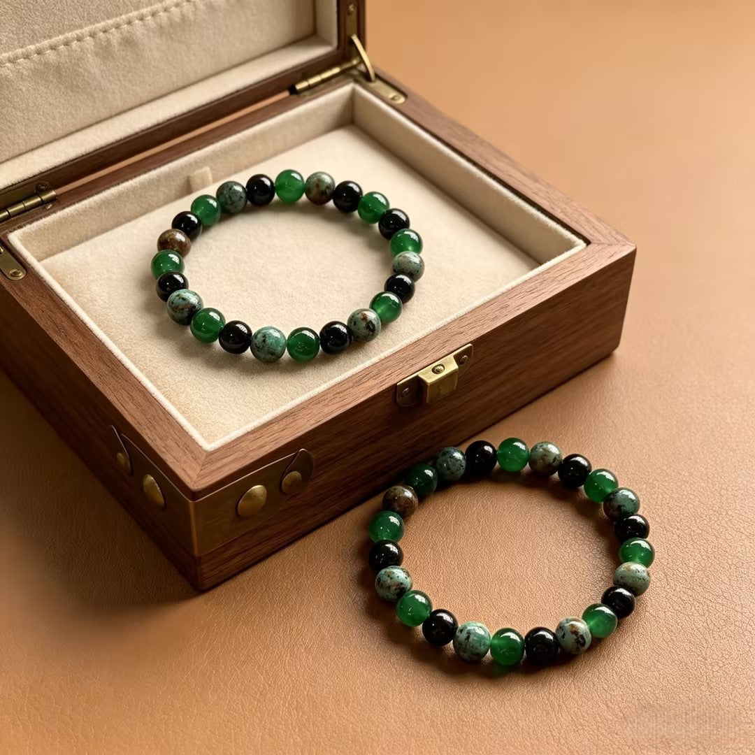 Women's Green Aventurine Obsidian Natural Crystal Energy Bracelet