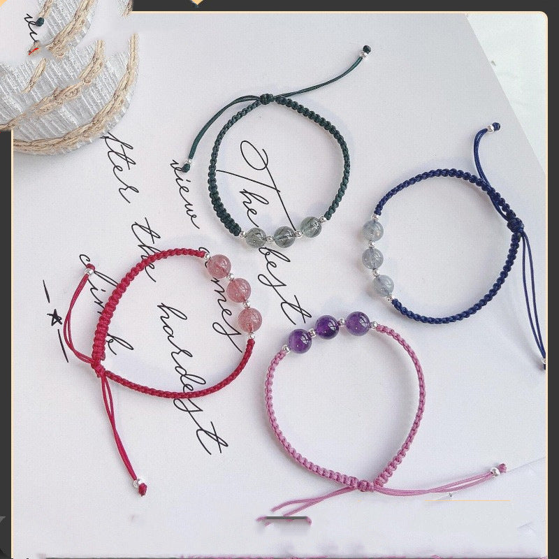 Lucky Amethyst Red Rope Strawberry Beads Style Bracelet