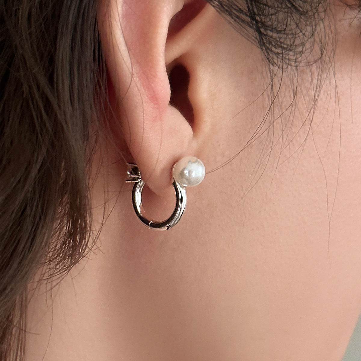 Women's Small Simple Sier Needle Ear Clip Rings