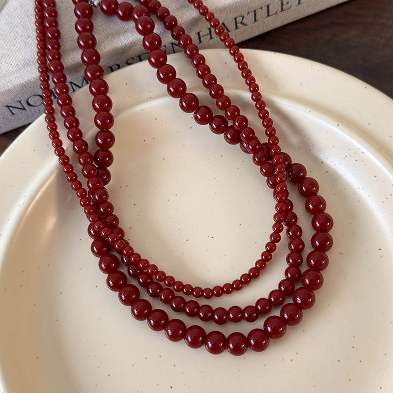 Red Beaded High Sense Temperament Clavicle Necklaces