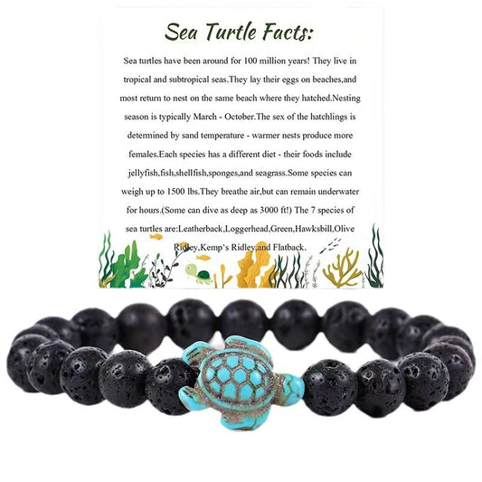 Turtle Turquoise Volcanic Rock White Beads Bracelets