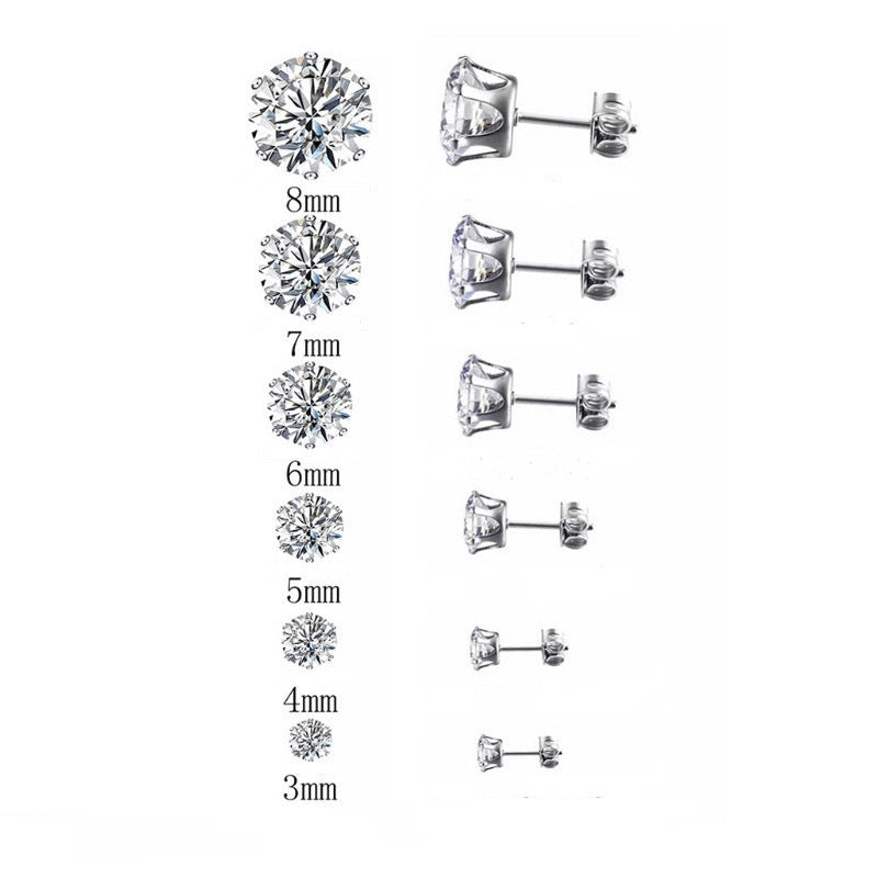 Beautiful Stainless Steel Titanium Zircon Ear Earrings