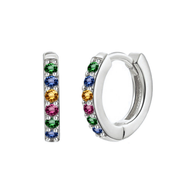 Women's Clip Simple Inlaid Zircon Personality Geometric Earrings