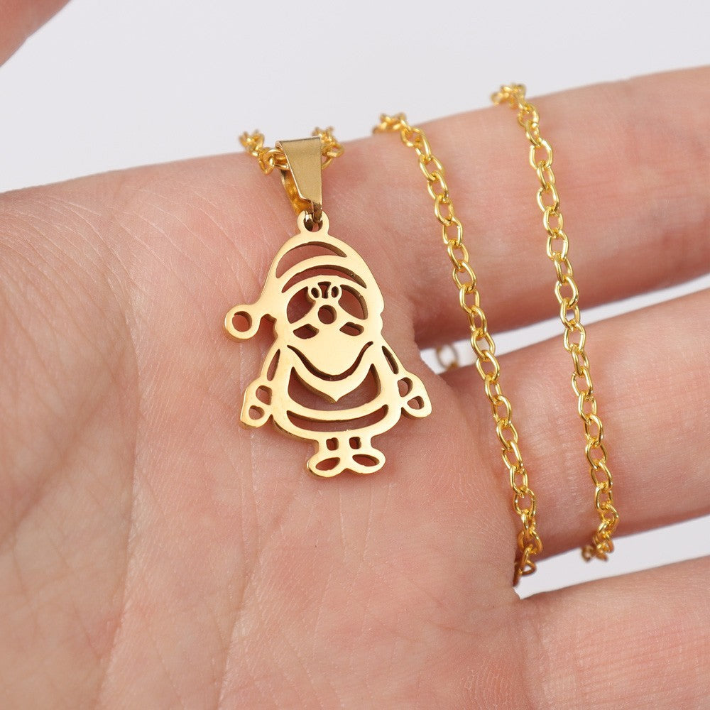Stainless Steel Santa Christmas Tree Stylish Simple Necklaces