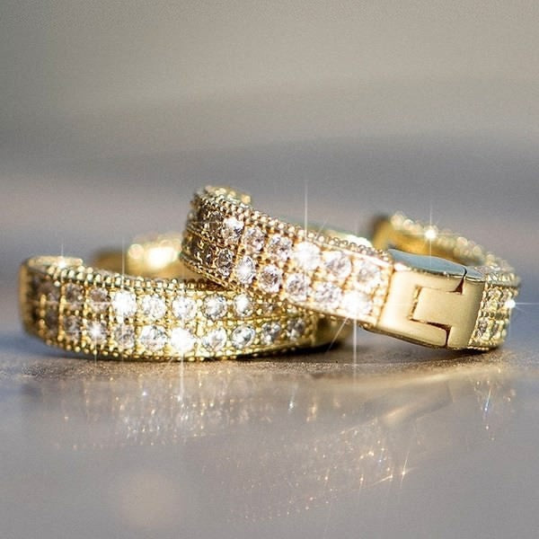 Women's & Men's Shiny Square Crystal Zircon Hoop Suitable For Party Earrings