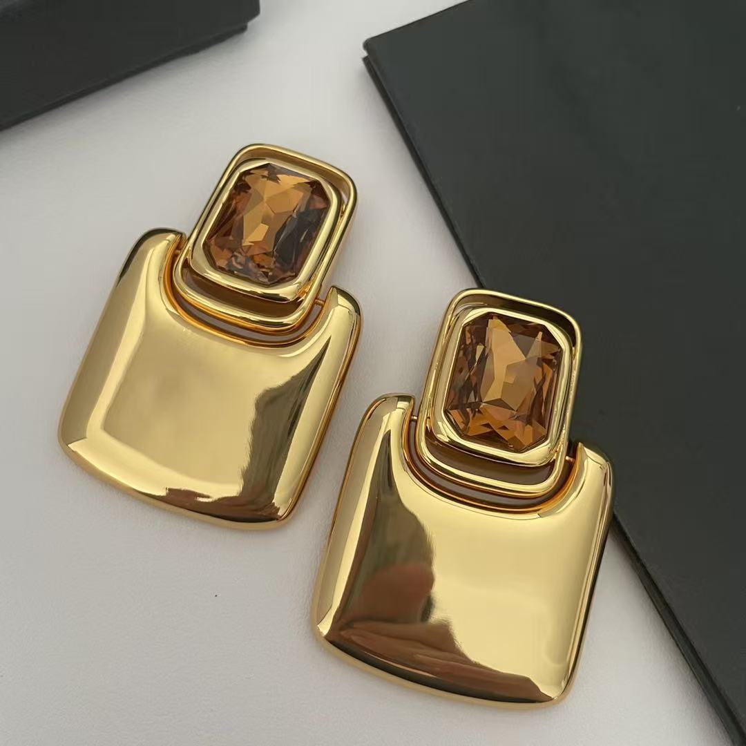 Niche Geometric Square Personality Retro Song Earrings