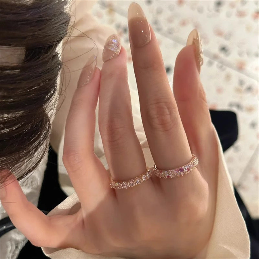 Style Exquisite Pink Diamond Full Female Light Rings