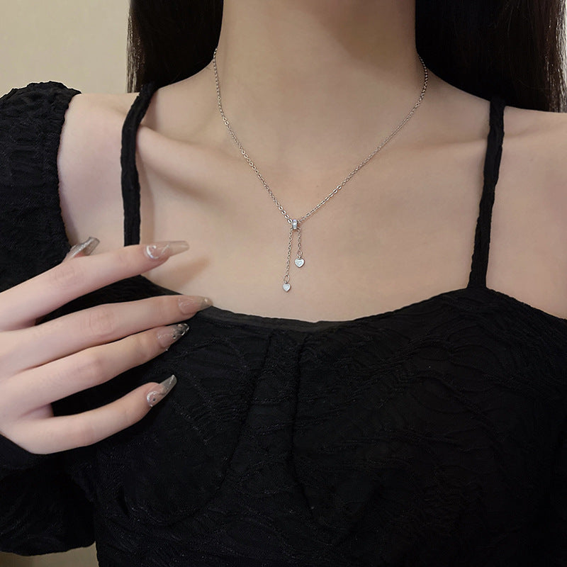 Tassel Double Love Titanium Steel Female Graceful Clavicle Necklace