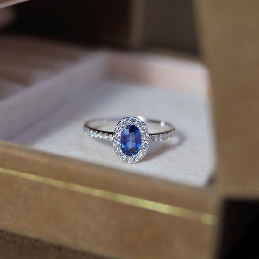 Women's Sier Gold-plated Diamond Blue Fashion Personalized Rings