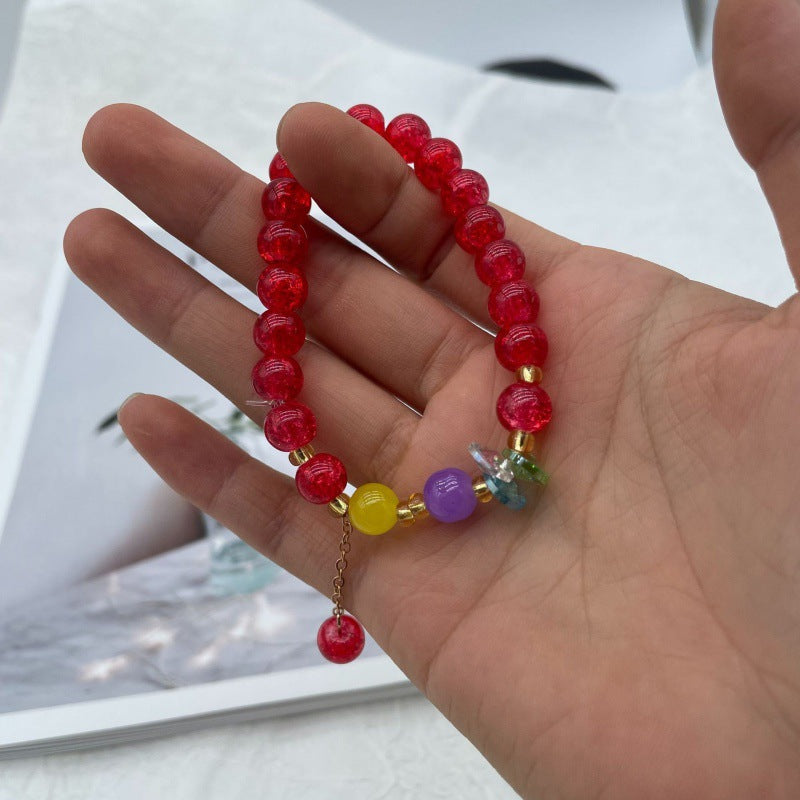 Camellia Little Daisy Crystal Girlfriends Color Glass Chipping Bracelet