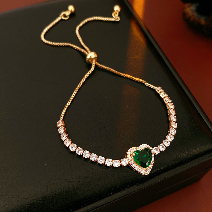 Women's Delicate Heart Zircon Adjustable Light Luxury High Sense Design Niche Bracelets