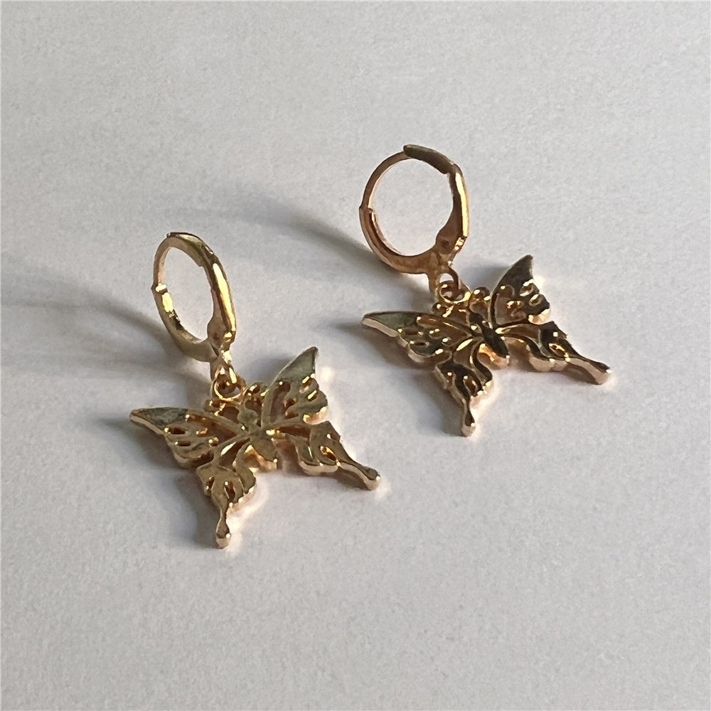 Women's Fashion Simple Retro Style Three-dimensional Rose Butterfly Eardrops Trendy Classic Earrings