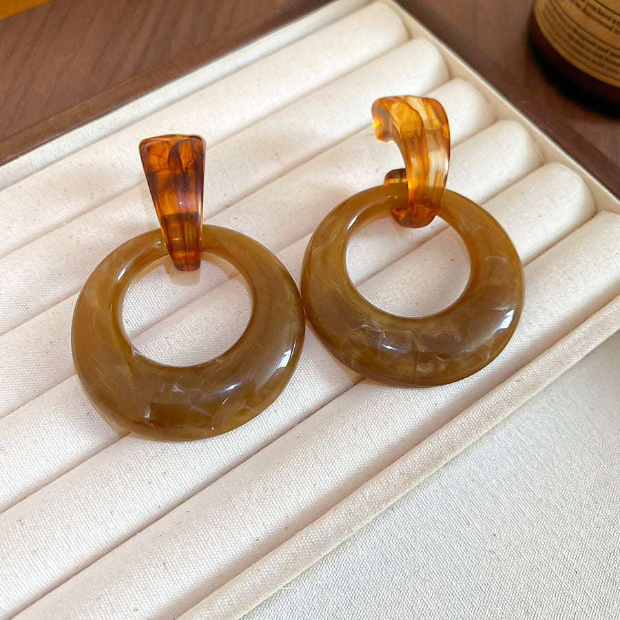 Women's Needle Geometric Irregular Resin Fashionable Retro Earrings