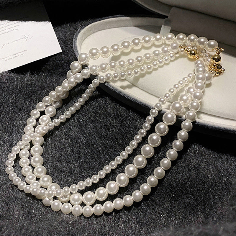 Women's Buckle Pearl Versatile High-grade Niche Beaded Necklaces