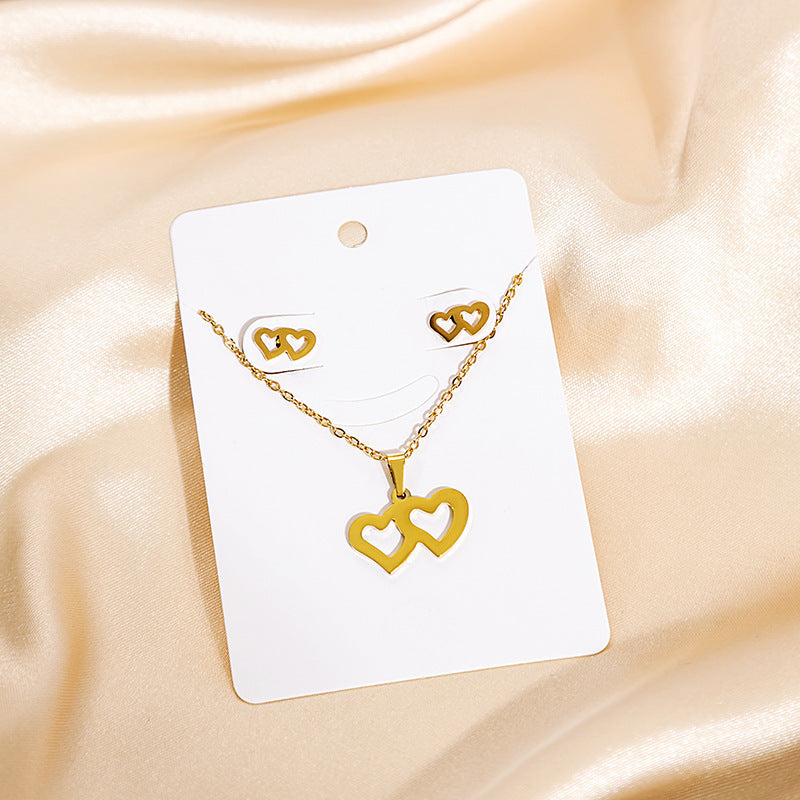 Stainless Steel Design Fashion Suit Metal Style Geometric Heart Necklaces