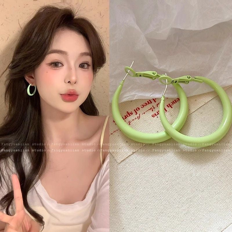 Dopamine Colorful Circle Simple Female Seaside Vacation Style High Earrings