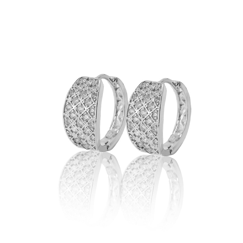Women's Selection Fashionable Multi Zircon Inlaid Zirconium Earrings