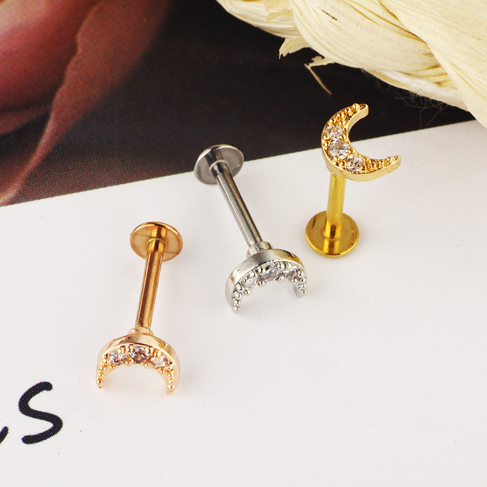 Women's Bone Screw Piercing Labret Lip Body Stud Earrings