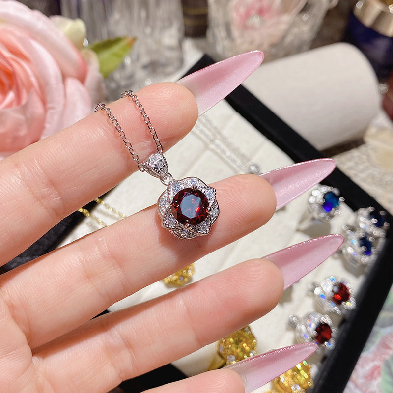Women's Gold-plated Full Diamond Fashion Luxury Elegant Colored Gems Jewelry Set