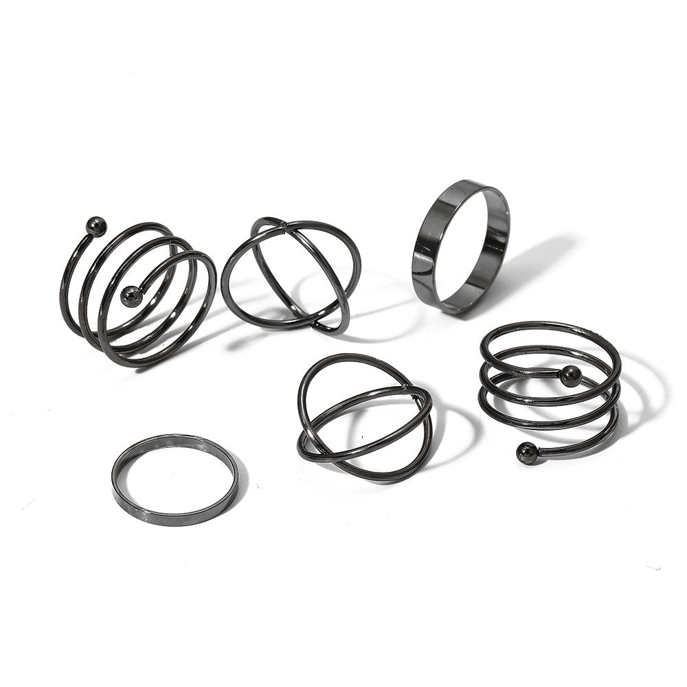 Knuckle Creative Simple Twin Spiral Set Rings