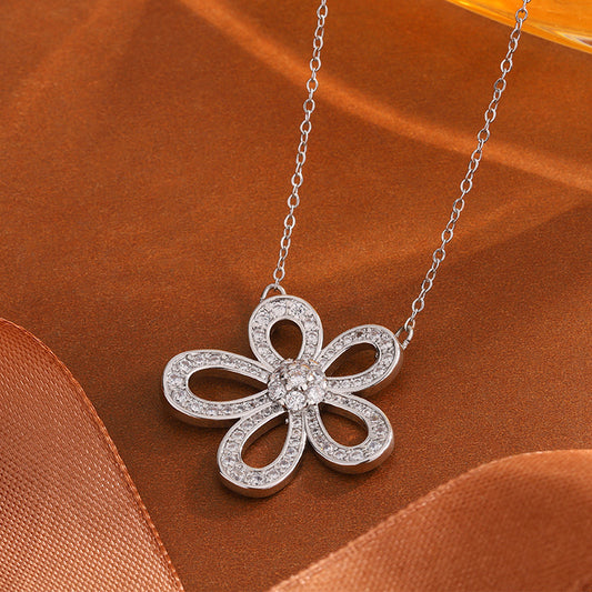 High-grade Light Luxury Full Diamond Flower Niche Feel Necklace