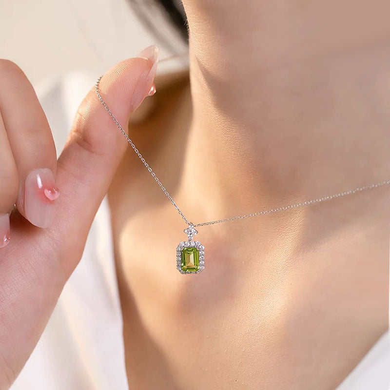 Women's Sier Natural Crystal Aquamarine Topaz Light Luxury Perfume Necklace