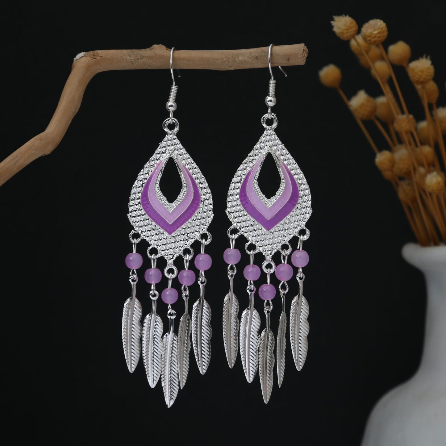 Personalized Ethnic Style Miao Sier Geometric Colorful Rings