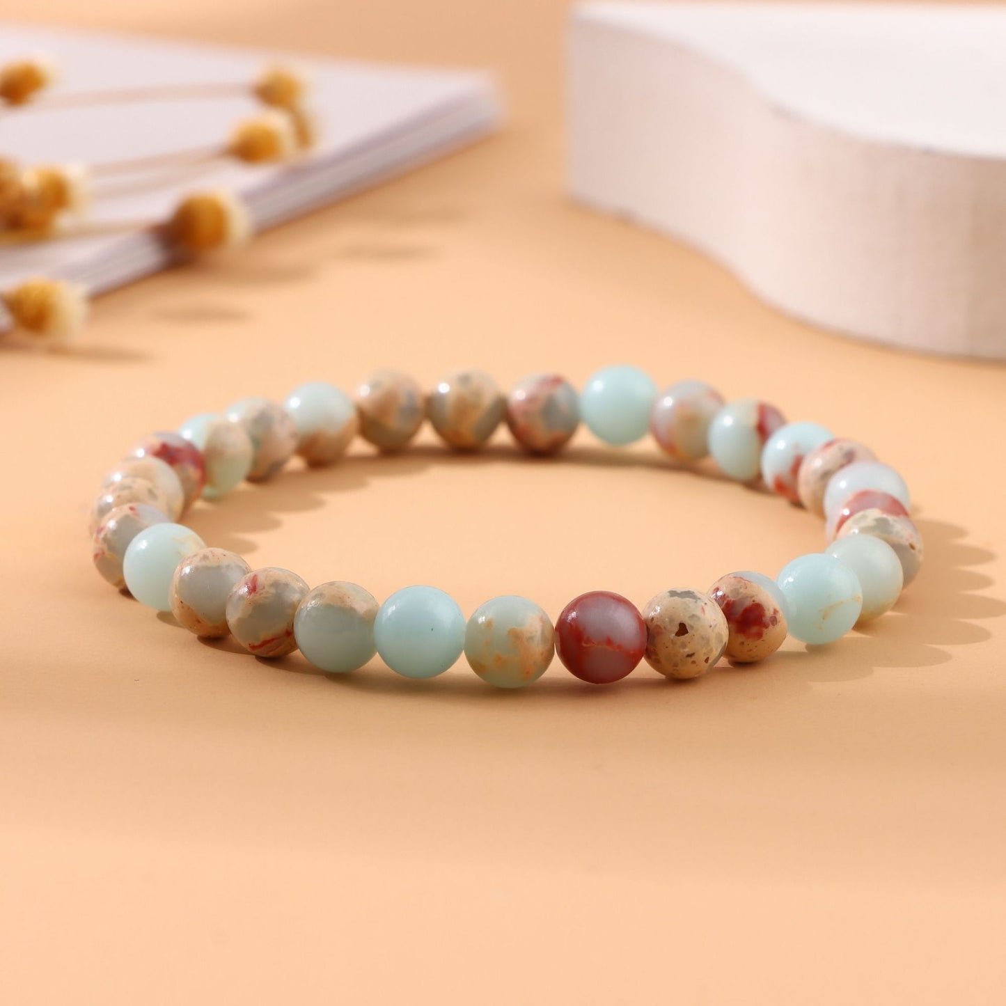 Women's & Men's Round Beads Couple Fashion Elastic String Beaded Bracelets