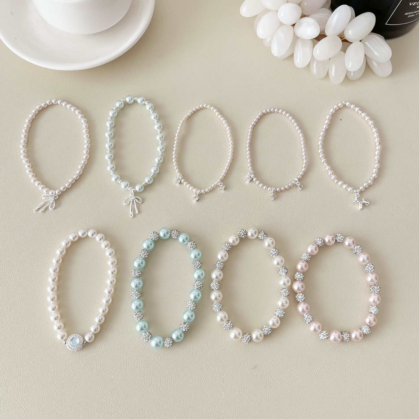 Wind Pearl Bow Water Drop Mud Diamond Interval Niche High Bracelet