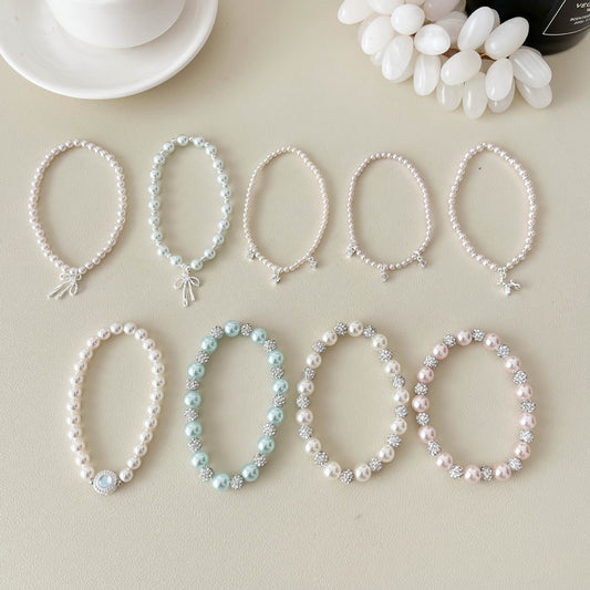 Wind Pearl Bow Water Drop Mud Diamond Interval Niche High Bracelet