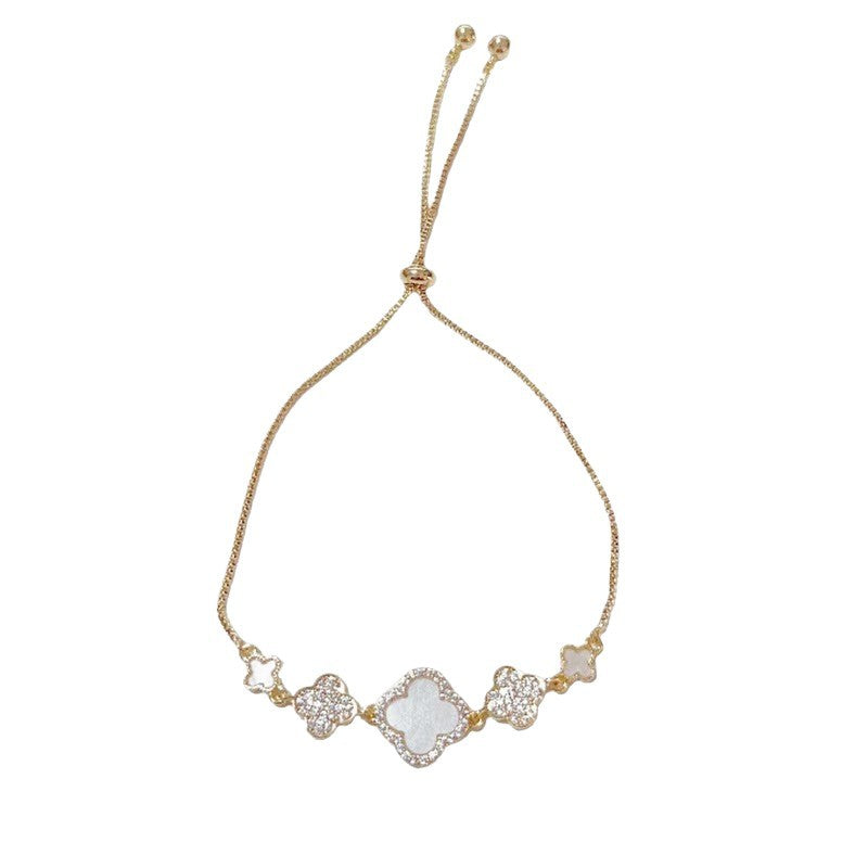 Simple Design Zircon Four-leaf Flower Light Luxury High-grade Bracelets
