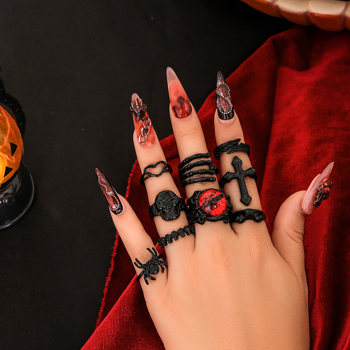 Ghost Skull Suit Niche Halloween Spider Rings