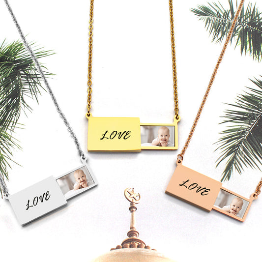Creative Pull-out Envelope Female Design Stainless Steel Clavicle Necklaces