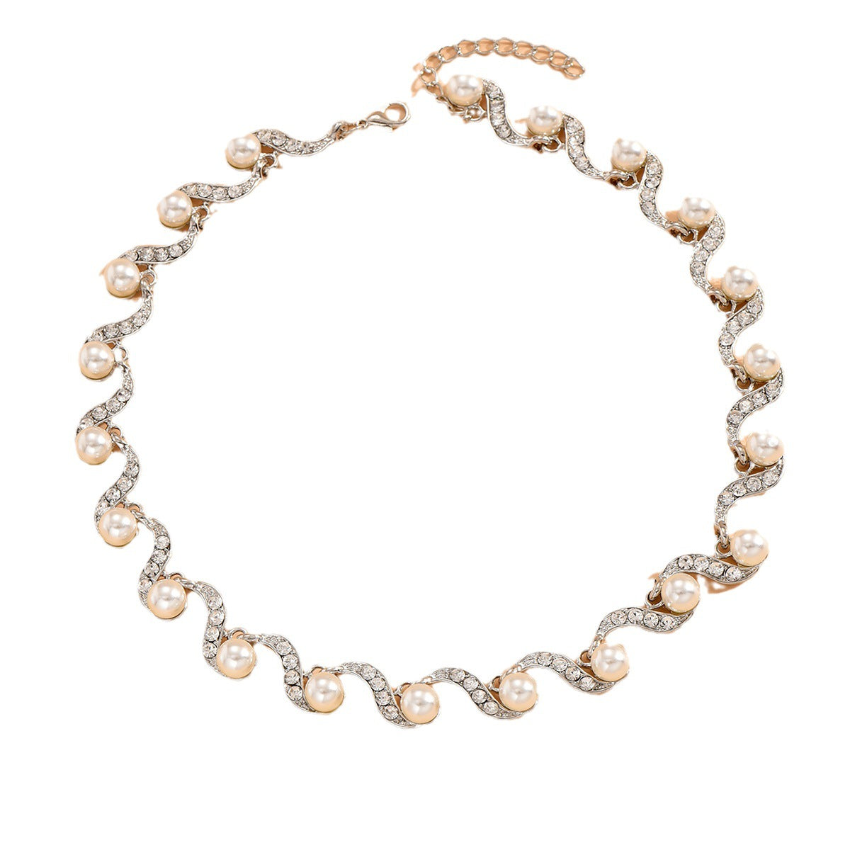 Women's Imitation Pearl S-shaped Bridal Wedding Jewelry Set