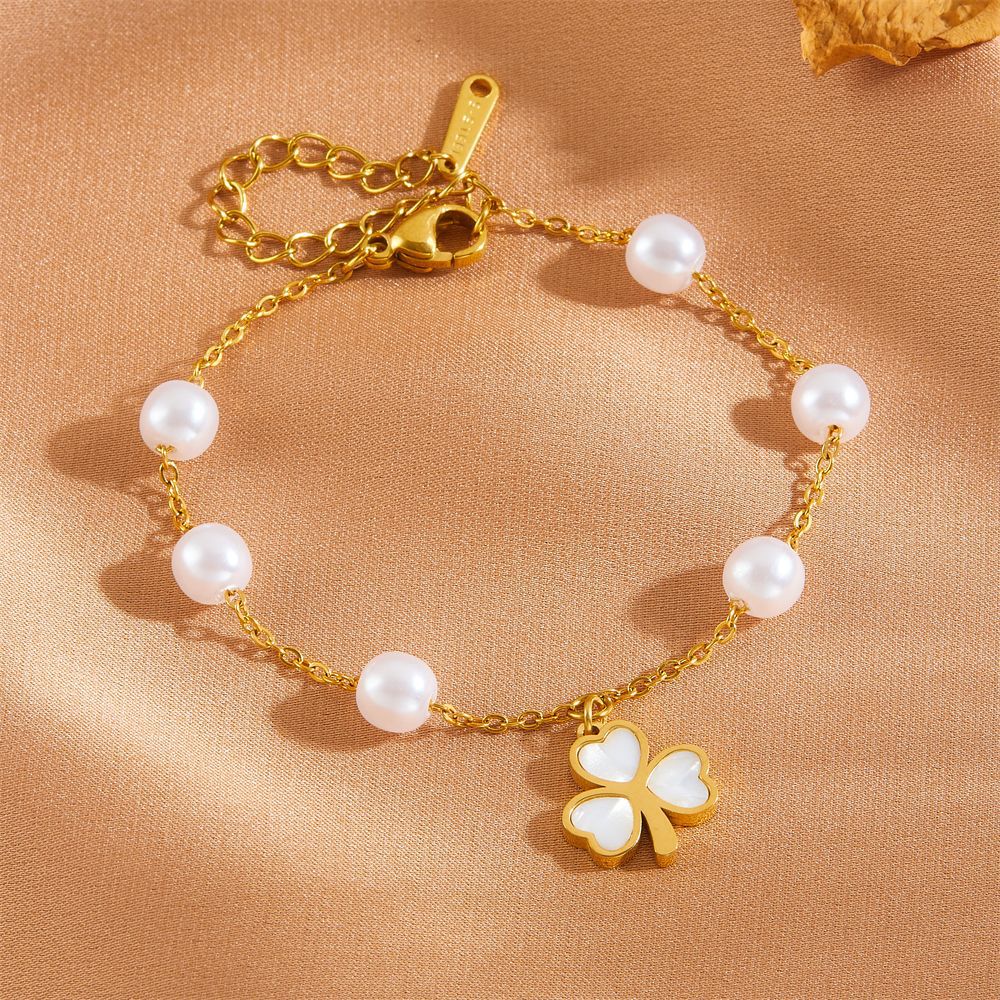 Women's Heart Bow Tie Clover Scallop Pearl High Bracelets