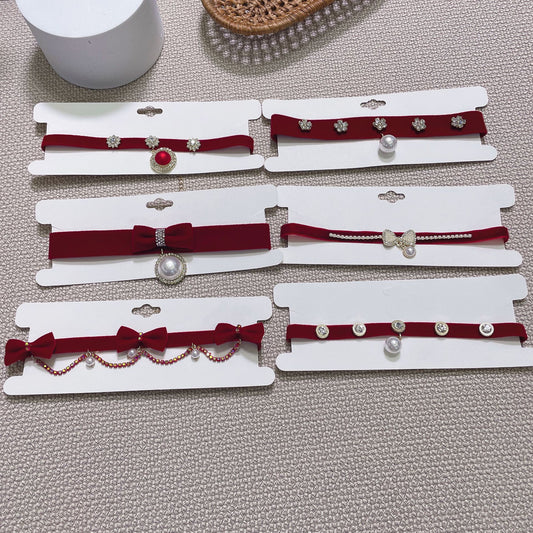 Bridal Red Veet Diamonds Fairy Temperamental Necklaces