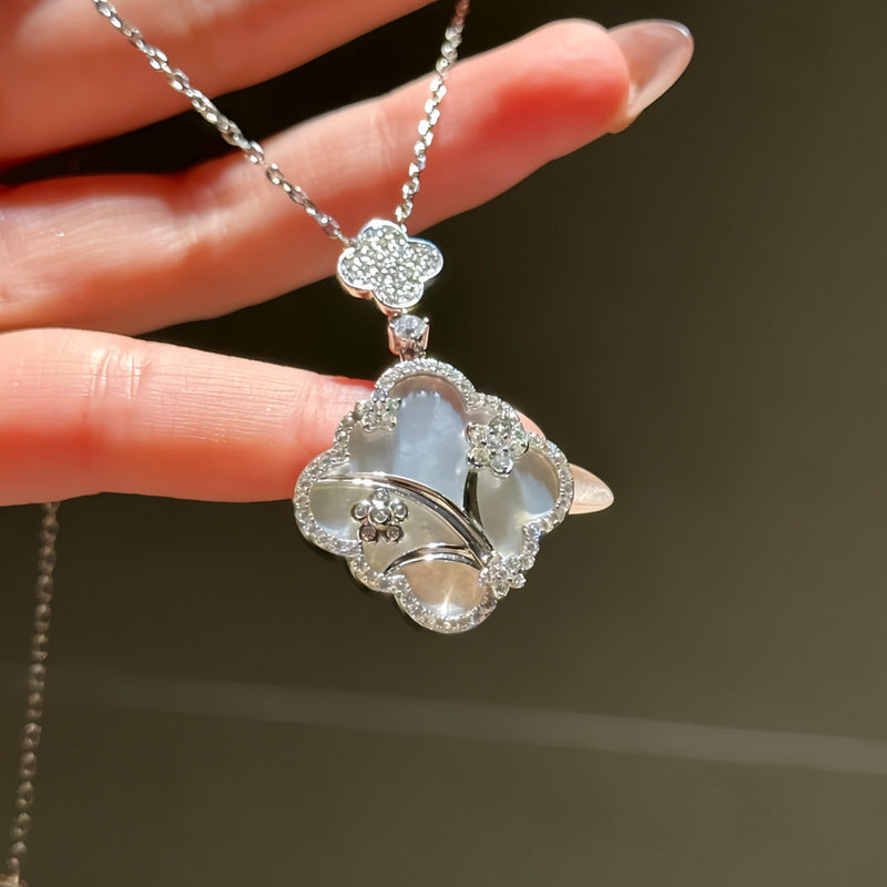 Women's Flower Fritillary Zircon Ear Light Luxury Minority High Sense Earrings
