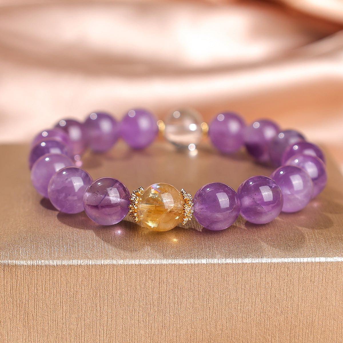 Women's Natural Amethyst Beaded For Mild Luxury Retro Bracelet