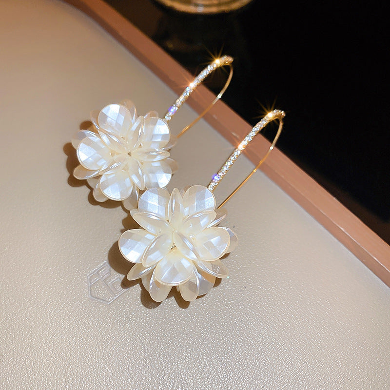 Pearl Flower Tassel Niche Temperament Atmosphere Affordable Earrings