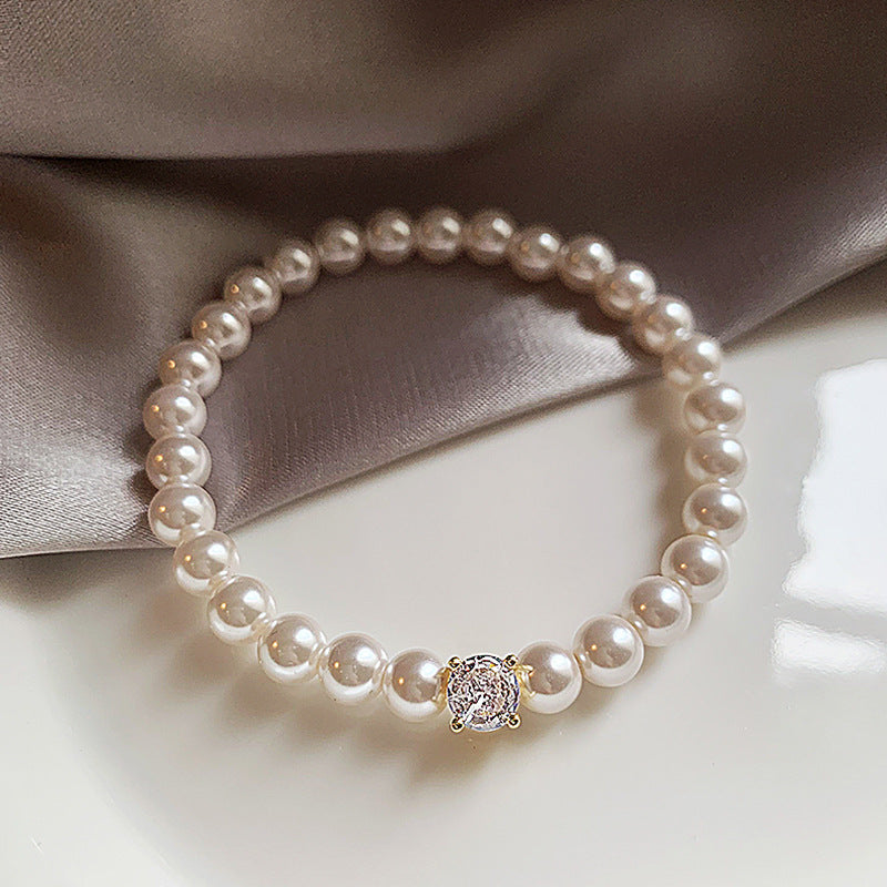 Women's Square Zircon Pearl Simple Elegant Graceful Fashion Bracelets