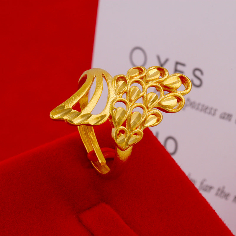 Women's Big Flower Mouth Tin Brass Plated Rings